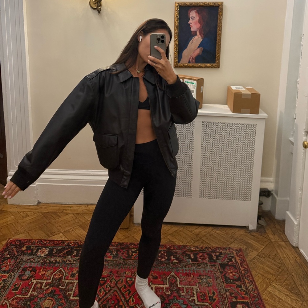 Chocolate Brown Vintage Leather Bomber Jacket